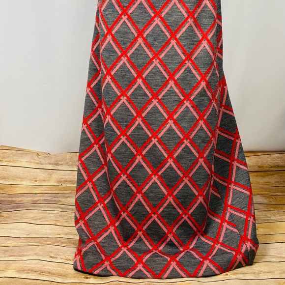 Vintage Jantzen Red/Gray Maxi Skirt, Sz 16 - Picture 2 of 4